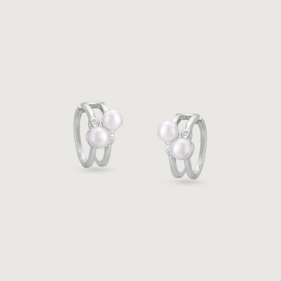 Duo Glow Silver Hoop Earrings